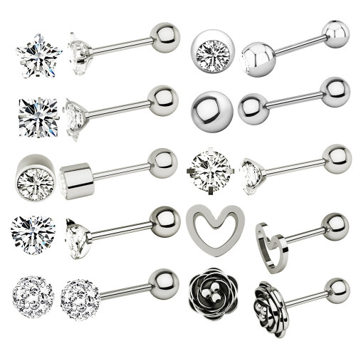 Cross-border E-commerce New Zircon Ear Bone Stud Earrings Piercing Jewelry Online (1pcs)