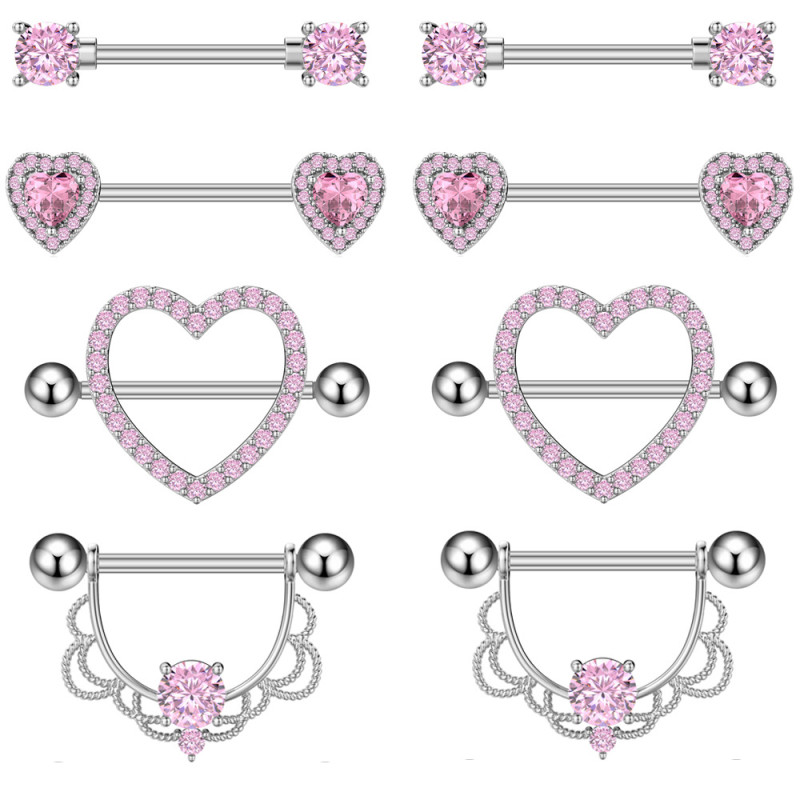 Cross-Border Hot Selling Nipple Rings Nipple Piercing Zircon Set Nipple Piercing Jewelry Online Wholesale