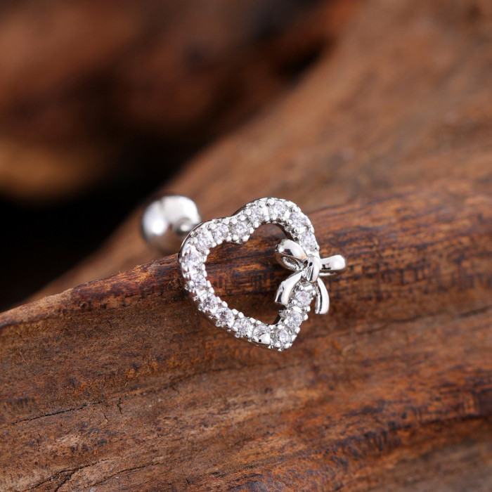 European and American Cross-Border Stainless Steel Zircon Ear Bone Stud Creative Fashion Micro-Inlaid Ear Stud Piercing Jewelry 0.8*6*4mm