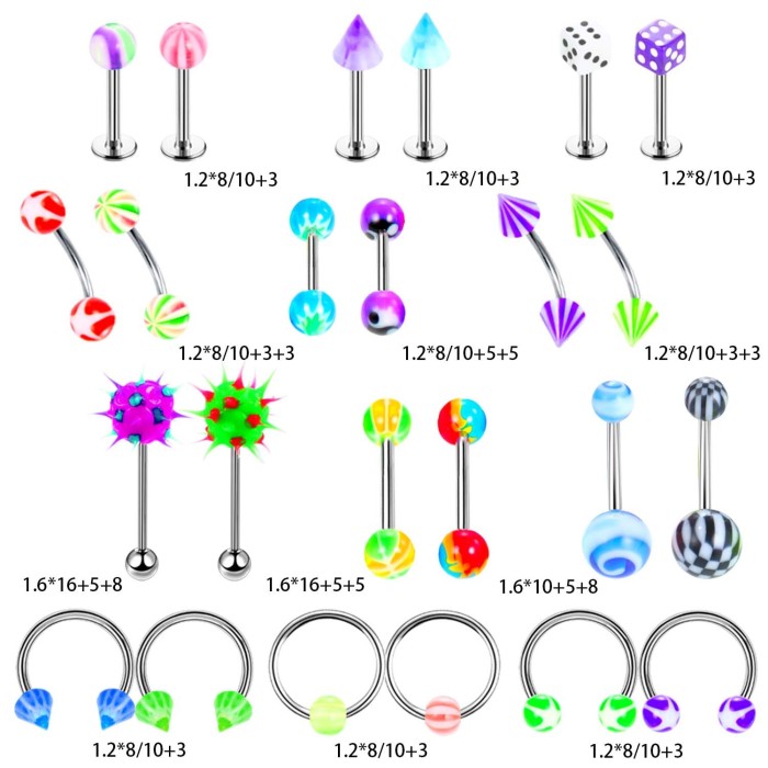 Acrylic Candy Color Lip Stud Navel Stud Nose Ring Piercing Jewelry Set for Sale Amazon Exclusive Manufacturer in Stock