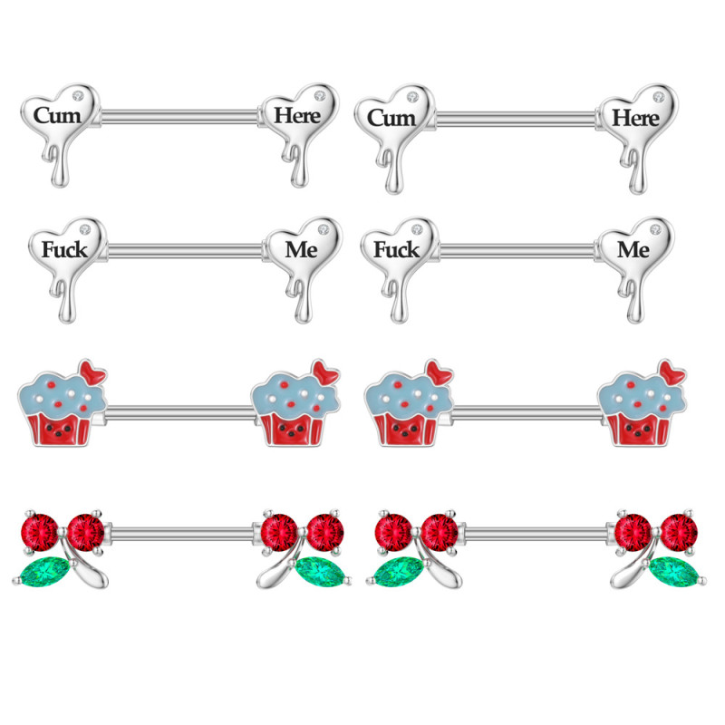 Cross-Border E-commerce New Zircon Nipple Rings Oil Nipple Rings Nipple Studs Factory In-Stock Piercing Jewelry Online Wholesale