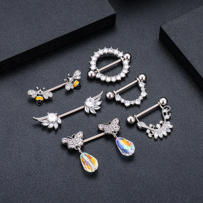 E-commerce New Zircon Nipple Rings Nipple Piercing Jewelry Online Wholesale