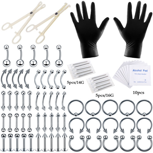 Ear Piercing Nose Stud Lip Ring Tattoo Piercing Tool Set 84 Navel Ring Body Piercing Direct Supply from Manufacturer