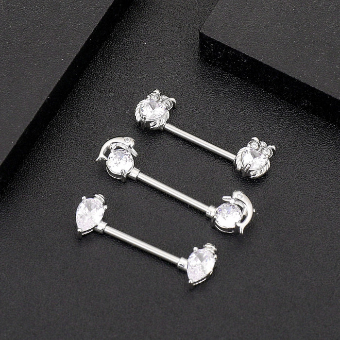 Cross-Border E-commerce New Zircon Nipple Rings Nipple Studs Factory In-Stock Piercing Jewelry Online Wholesale