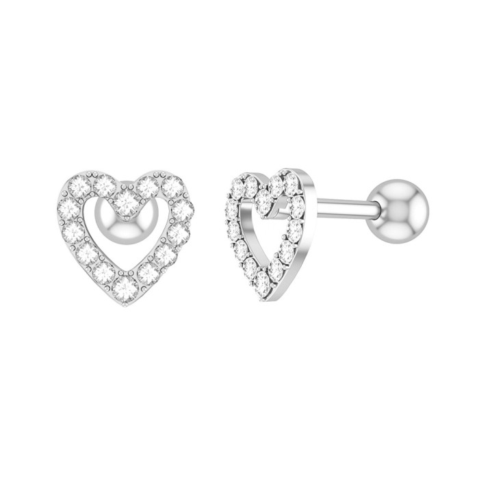New Exquisite Fashion Heart-Shaped Zircon Ear Bone Stud Earrings Piercing Jewelry(1pcs)