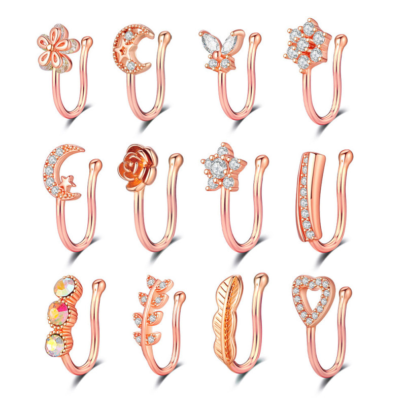 Cross-border E-commerce New Zircon Nose Clip Fake Nose Ring Piercing Jewelry Online Wholesale