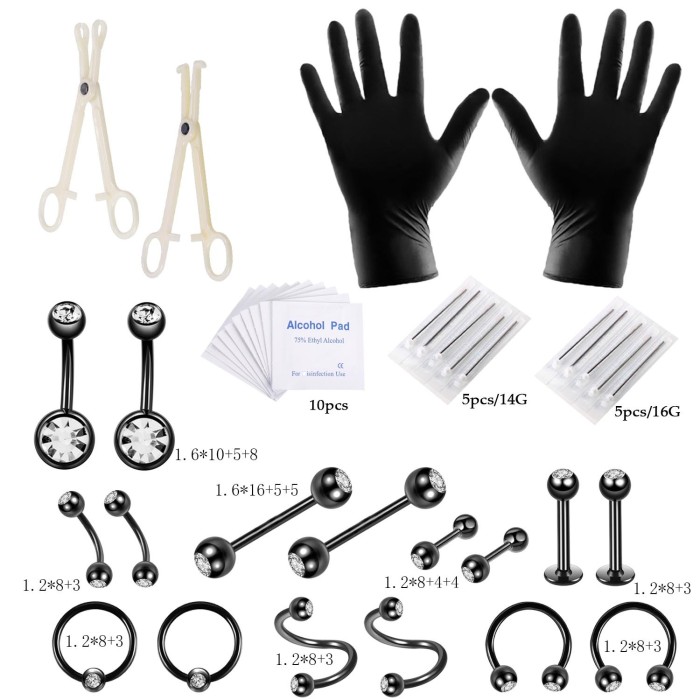 Stainless Steel Diamond-Studded Piercing Jewelry Set Amazon Lip Stud Eyebrow Stud Ear Stud Navel Ring 40 Pieces Manufacturer In Stock Exclusive Supply