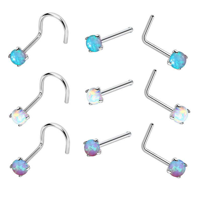 European and American Hot-Selling New Combination Opal Nose Stud Piercing Jewelry Online Wholesale