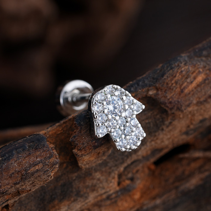 Minimalist Personality Stainless Steel Zircon Ear Bone Studs Exquisite Small Micro Inlaid Real Gold Electroplated Ear Studs 0.8*6*4mm