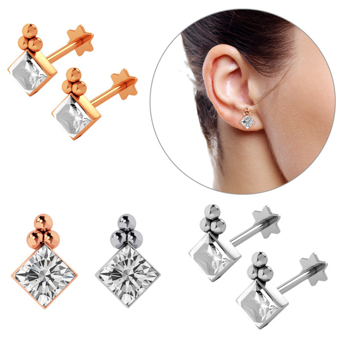 European and American Exquisite Zircon Earrings Ear Bone Stud Lip Piercing Jewelry