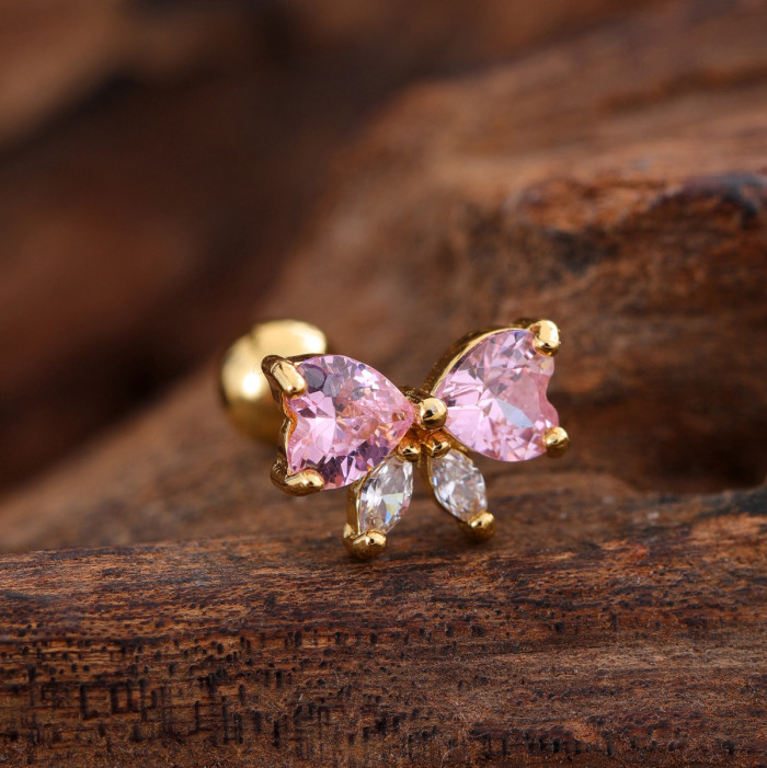 European and American Cross-Border Stainless Steel Zircon Ear Bone Stud Creative Fashion Micro-Inlaid Ear Stud Piercing Jewelry 0.8*6*4mm