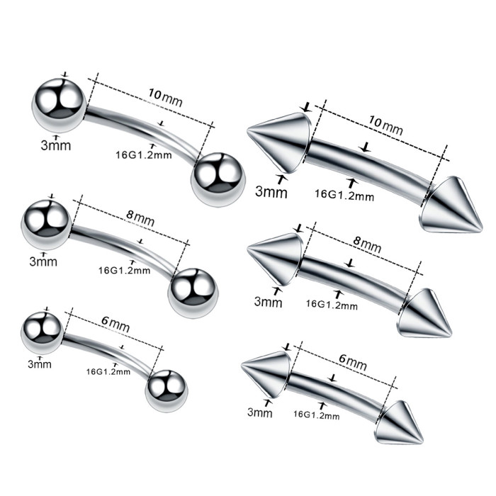 Stainless Steel Eyebrow Studs Lip Studs Color Retention Electroplated Earrings European and American Piercing Jewelry Multi-color Multi-size Cross-border Exclusive Supply
