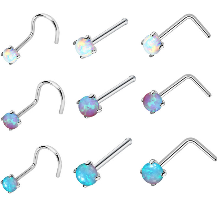 European and American Hot-Selling New Combination Opal Nose Stud Piercing Jewelry Online Wholesale