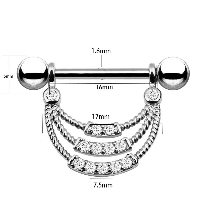 Amazon Nipple Rings European and American Trendy Stainless Steel Zircon Nipple Rings eBay Amazon