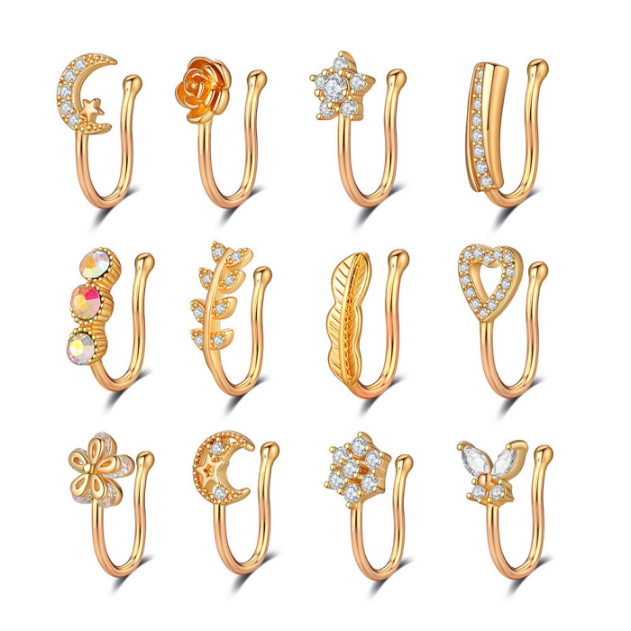 E-commerce New Zircon Nose Clip Fake Nose Ring Piercing Jewelry Online Wholesale
