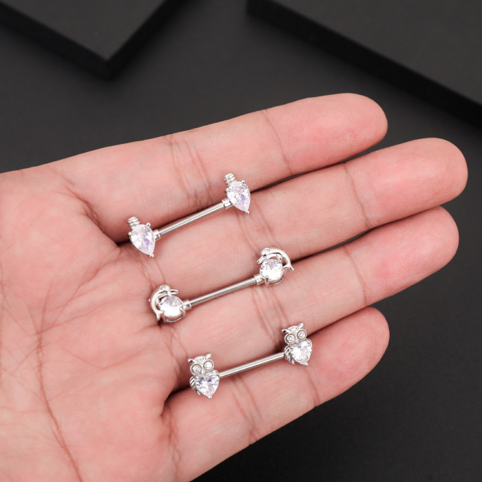 Cross-Border E-commerce New Zircon Nipple Rings Nipple Studs Factory In-Stock Piercing Jewelry Online Wholesale