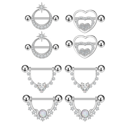 Cross-border E-commerce New Zircon Nipple Rings Nipple Piercing Jewelry Online Wholesale