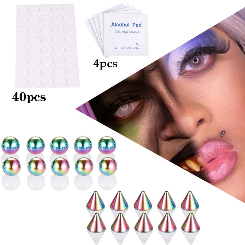 Non-Pierced Lip Studs, Dimple Studs, Eyebrow Studs, Nose Studs, Personalized Stickers, Non-Piercing, European and American Hip-Hop Style, Demon Accessories, Manufacturer In Stock