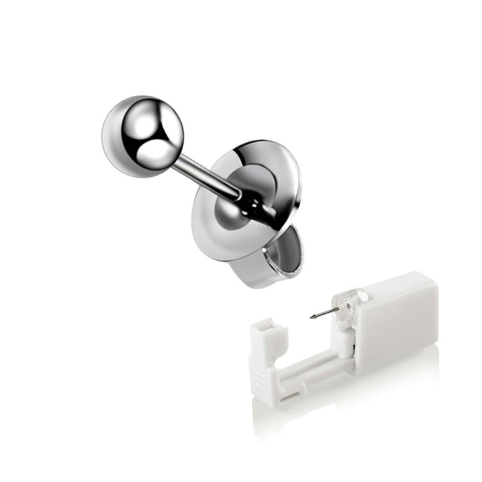 Disposable 316 Stainless Steel Ear Piercing Tool Sterile Packaging Ear Piercing with 6-Claw Zircon Gun Stud In Stock