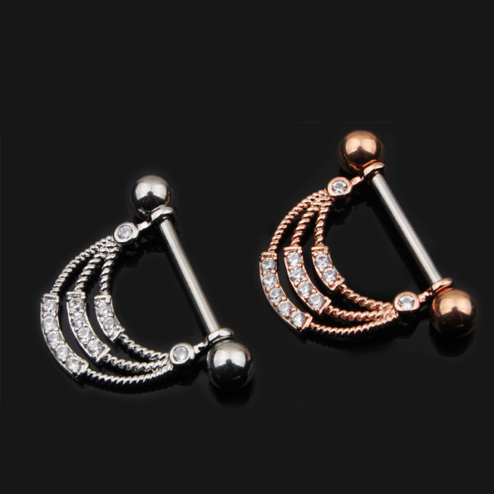 Amazon Nipple Rings European and American Trendy Stainless Steel Zircon Nipple Rings eBay Amazon