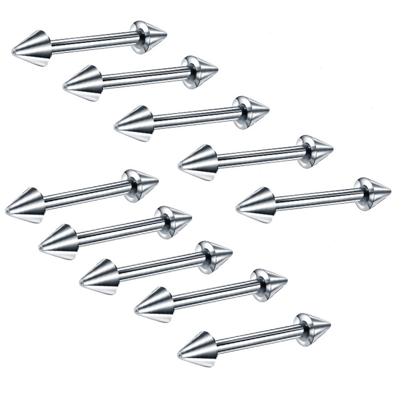 Amazon Piercing Set 10 Stainless Steel Studs Round Ball Pointed Cone Tongue Studs Ear Bone Studs Body Piercing Jewelry