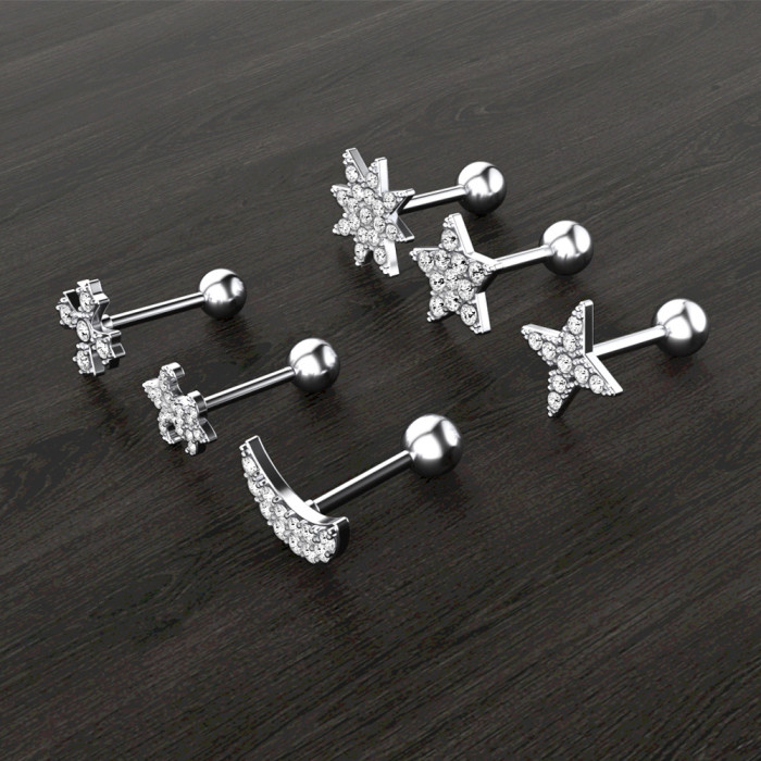 Hot New Zircon Ear Bone Stud Earrings Piercing Jewelry Online Wholesale(1pcs)