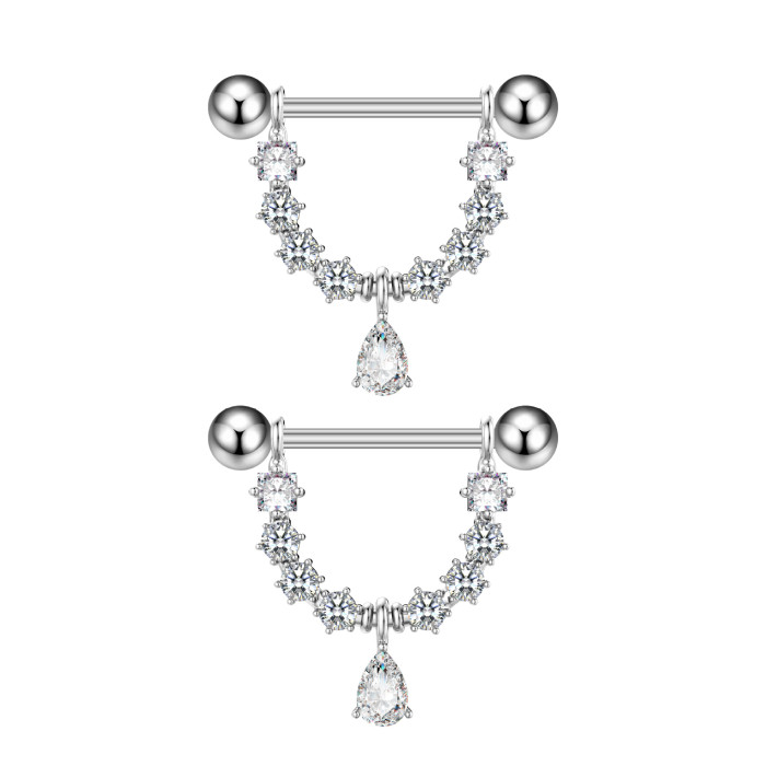 Cross-Border E-commerce New Five-Pointed Star Zircon Nipple Rings Fake Nipple Rings Oil Nipple Studs Factory In-Stock Piercing Jewelry Online