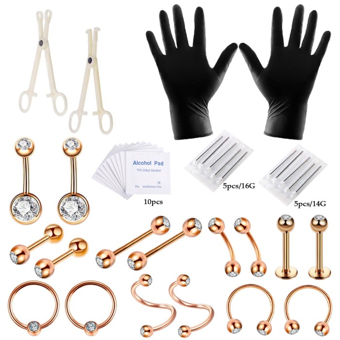 Stainless Steel Diamond-Studded Piercing Jewelry Set Amazon Lip Stud Eyebrow Stud Ear Stud Navel Ring 40 Pieces Manufacturer In Stock Exclusive Supply