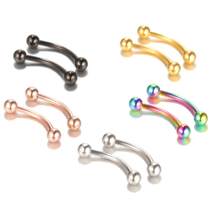 Stainless Steel Eyebrow Studs Lip Studs Color Retention Electroplated Earrings European and American Piercing Jewelry Multi-color Multi-size Cross-border Exclusive Supply