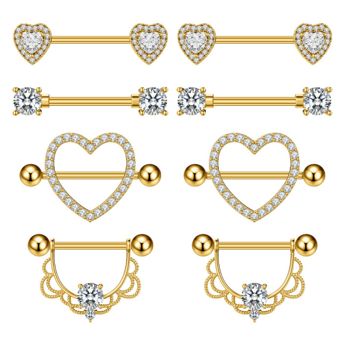 Cross-Border Hot Selling Nipple Rings Nipple Piercing Zircon Set Nipple Piercing Jewelry Online Wholesale