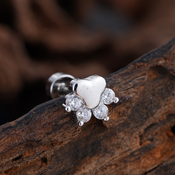 Cross-Border Minimalist Niche Micro Inlaid Zircon Ear Bone Studs Exquisite Real Gold Electroplated Ear Studs Piercing Jewelry 0.8*6*4mm