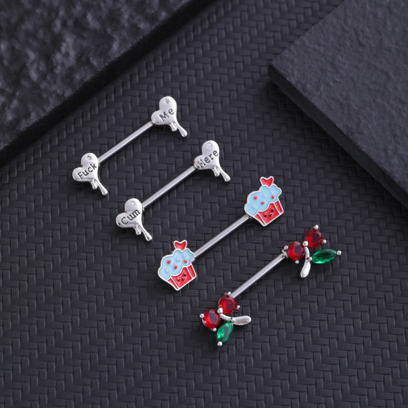 Cross-Border E-commerce New Zircon Nipple Rings Oil Nipple Rings Nipple Studs Factory In-Stock Piercing Jewelry Online Wholesale