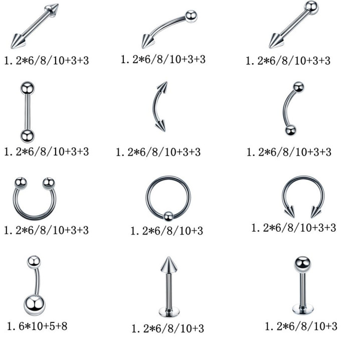 Ear Piercing Nose Stud Lip Ring Tattoo Piercing Tool Set 84 Navel Ring Body Piercing Direct Supply from Manufacturer
