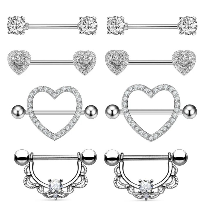 Cross-Border Hot Selling Nipple Rings Nipple Piercing Zircon Set Nipple Piercing Jewelry Online Wholesale
