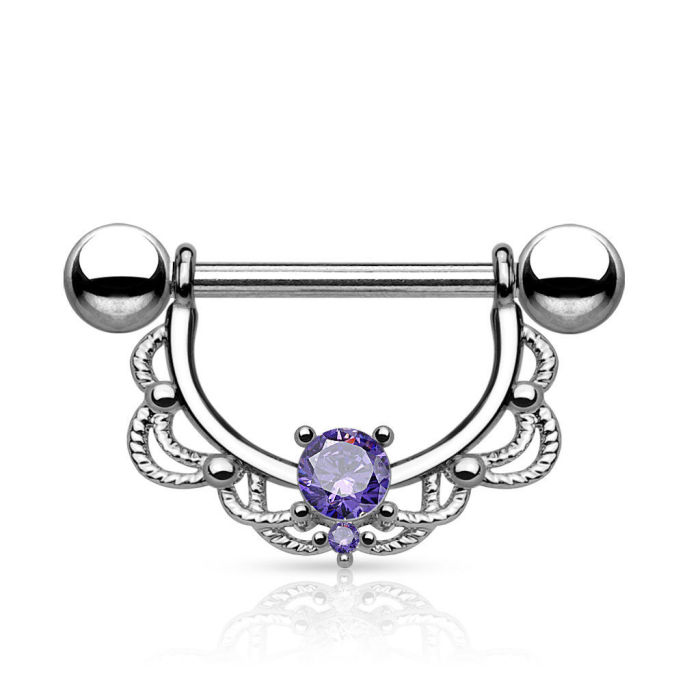 Cross-Border E-commerce Aogemstone Nipple Rings European and American Popular Stainless Steel Zircon Nipple Rings