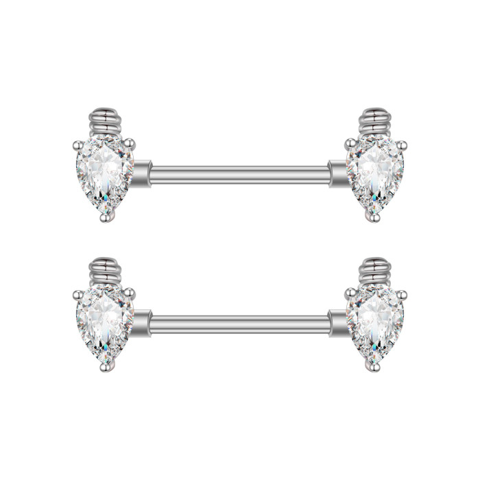 Cross-Border E-commerce New Zircon Nipple Rings Nipple Studs Factory In-Stock Piercing Jewelry Online Wholesale