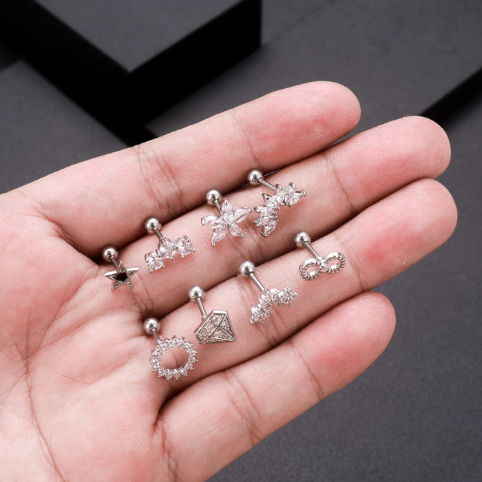 Cross-Border E-commerce Ear Bone Studs Zircon Ear Bone Studs Earrings Piercing Jewelry Online Wholesale