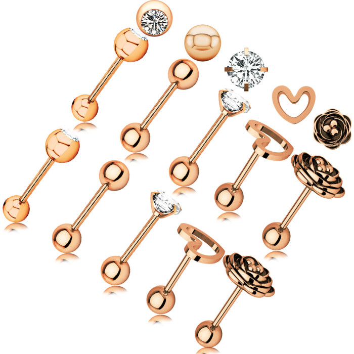 Cross-border E-commerce New Zircon Ear Bone Stud Earrings Piercing Jewelry Online (1pcs)
