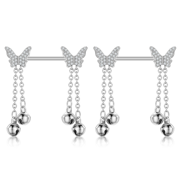Cross-Border E-commerce New Zircon Nipple Rings Oil Drop Nipple Rings Creative Heart-Shaped Zircon Nipple Rings Piercing Jewelry