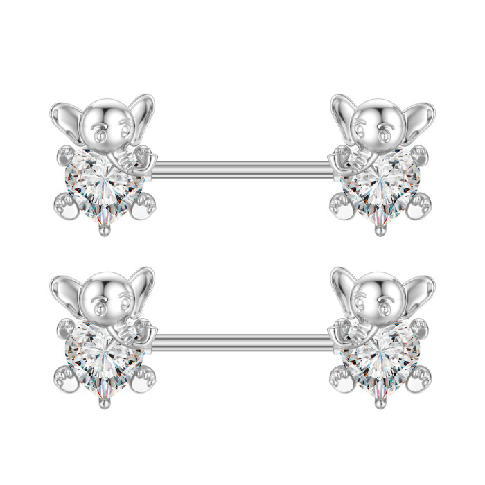 Cross-Border E-commerce New Zircon Nipple Rings Oil Nipple Studs Factory In-Stock Piercing Jewelry Online Wholesale