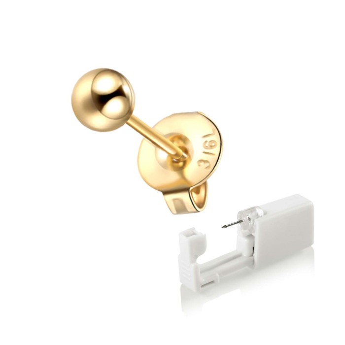 Disposable 316 Stainless Steel Ear Piercing Tool Sterile Packaging Ear Piercing with 6-Claw Zircon Gun Stud In Stock