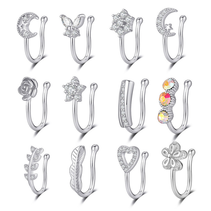E-commerce New Zircon Nose Clip Fake Nose Ring Piercing Jewelry Online Wholesale