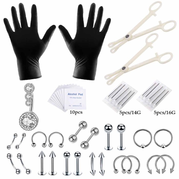 Amazon Popular Piercing Tools 47-Piece Set Lip Studs Eyebrow Studs Ear Studs Navel Rings Cross-Border Tattoo Piercing Manufacturer In Stock