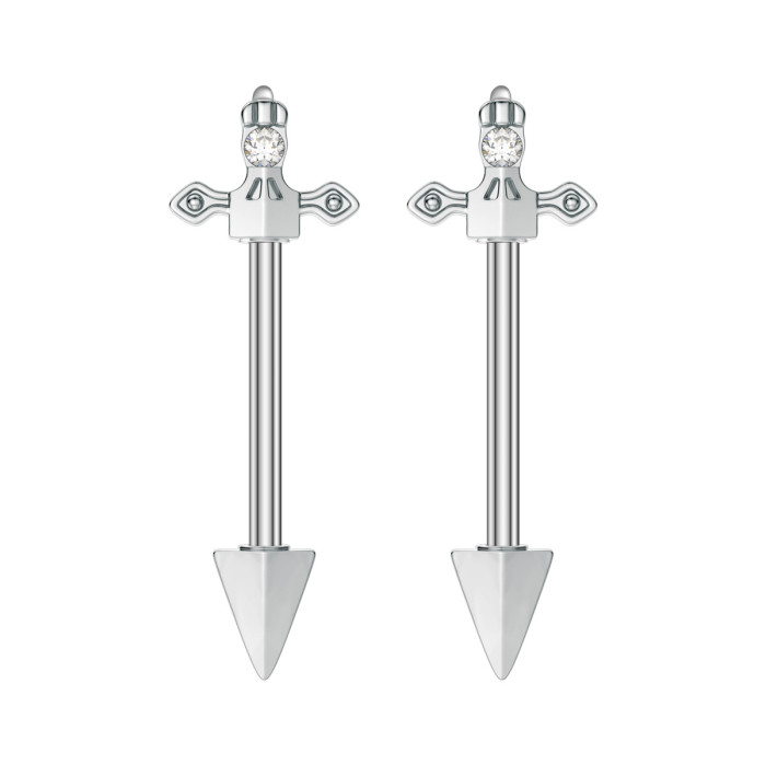E-commerce New Stainless Steel Zircon Nipple Rings Opal Sword Water Drop Bracket Zircon Nipple Studs, Earrings