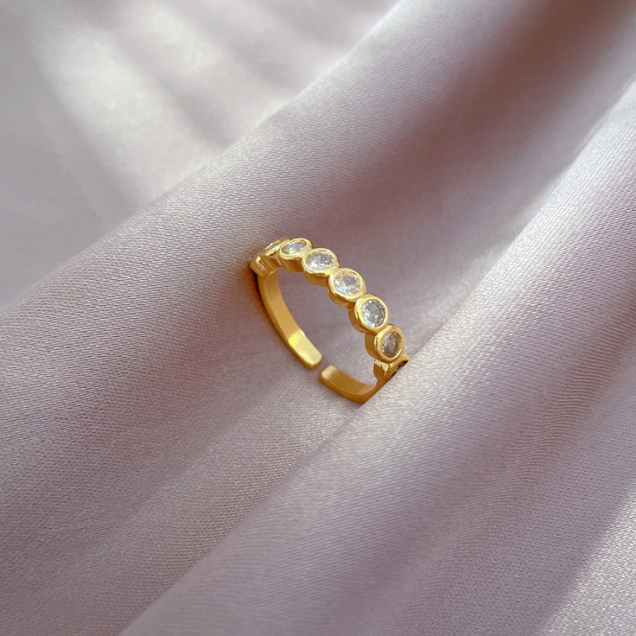 【Real Gold Plating】Open Ring Simple Circle Personality Ring Index Finger Ring Internet Celebrity Same Style Minimalis...