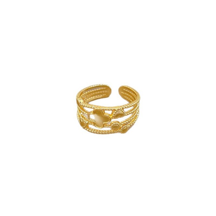【Real Gold】Minimalist Forest Style Ring Adjustable Open Ring Simple Hand Jewelry Japanese Style Couple Rings