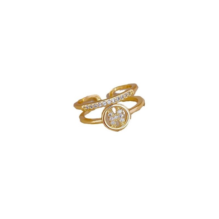 【Real Gold】Light Luxury Fashion Zircon Ring Adjustable Open Simple Hand Jewelry Japanese Style Couple Rings