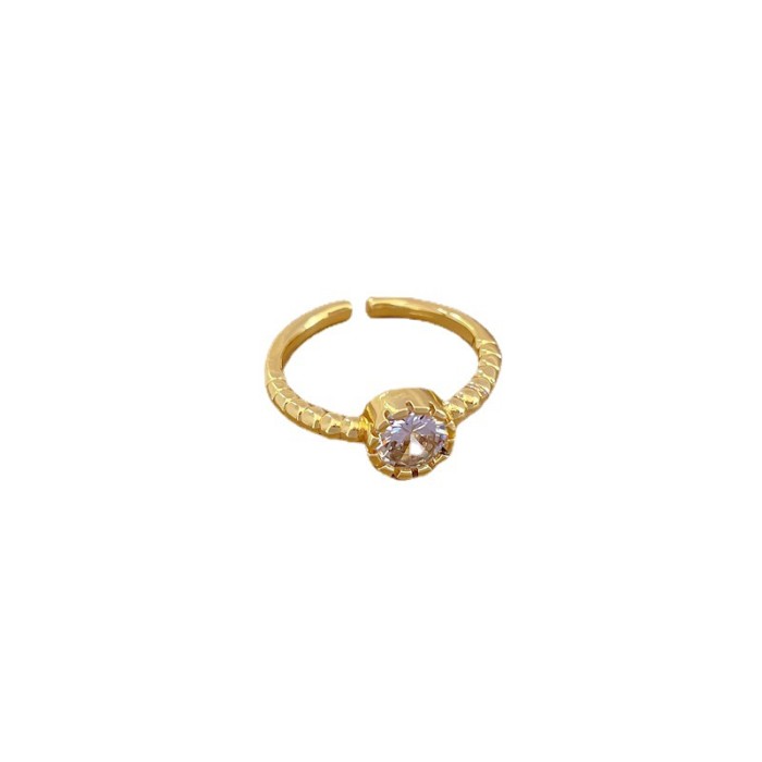 【Real Gold】Minimalist Style Zircon Simple Open Ring for Women, Korean and Japanese Niche Simple Design Index Finger Ring, Internet Celebrity