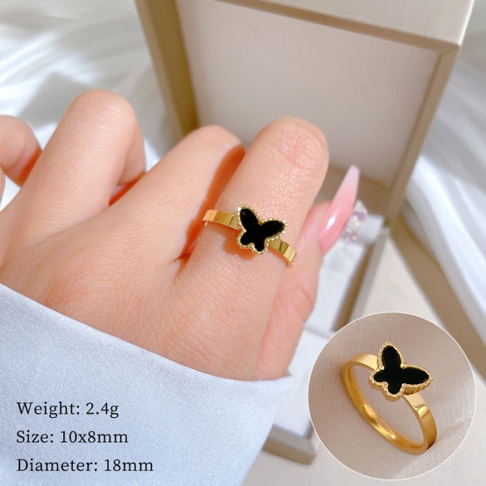 【Non-Fading】Black Butterfly Titanium Steel Minimalist Style Disco Ring for Men and Women Ins Trend Personality Simple...