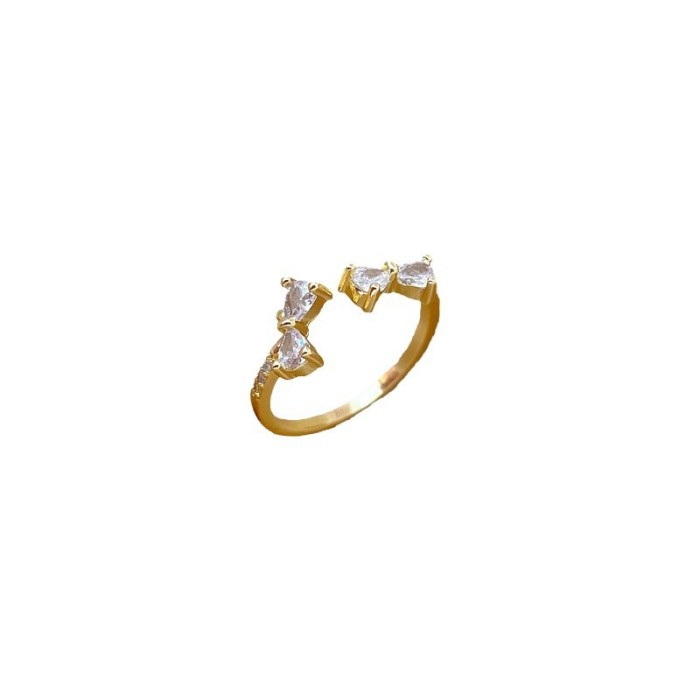 【Real Gold】Butterfly Knot Full Diamond Ring Adjustable Open Simple Hand Jewelry Japanese Style Couple Rings